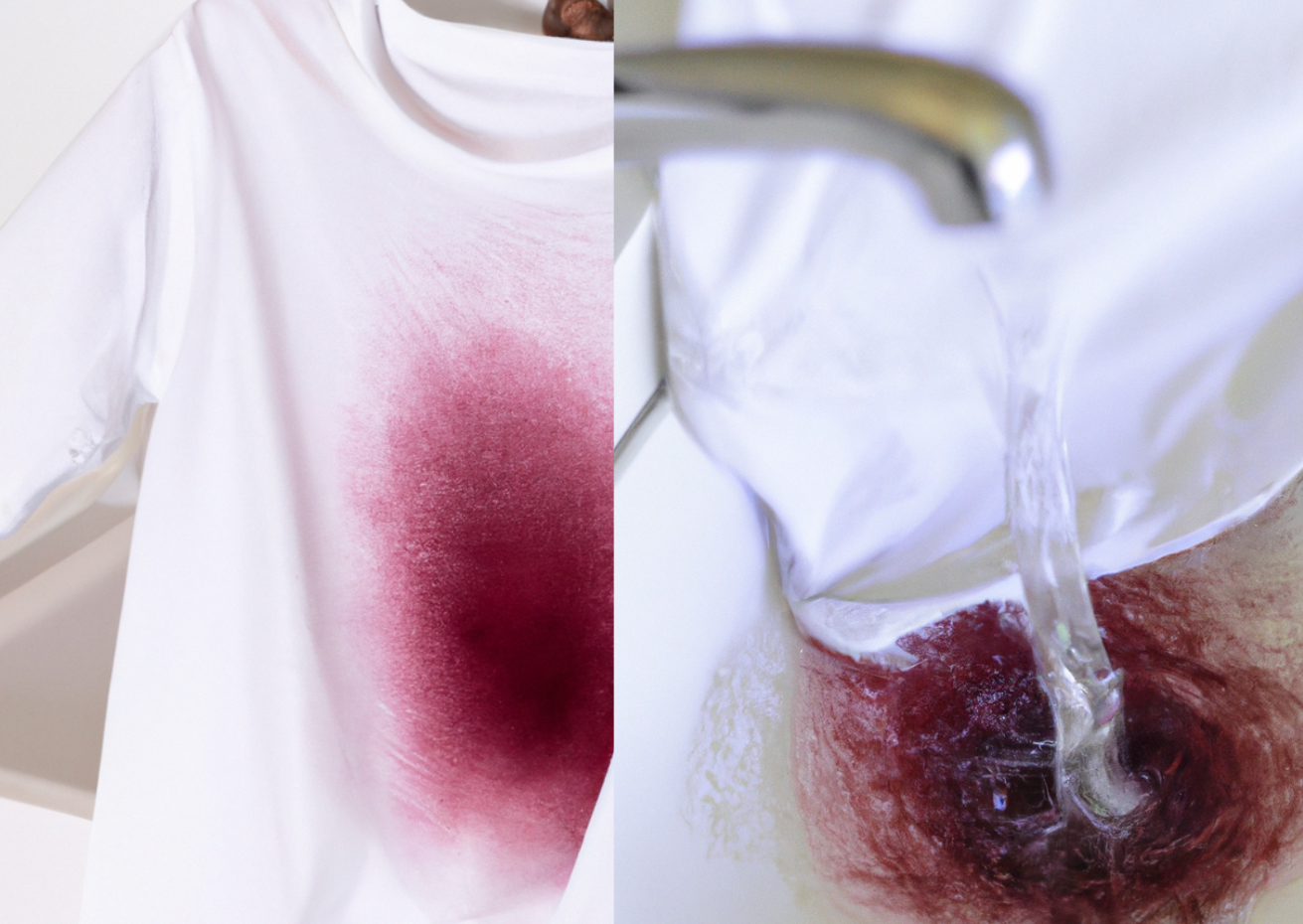 illustration showing red wine laundry stain.